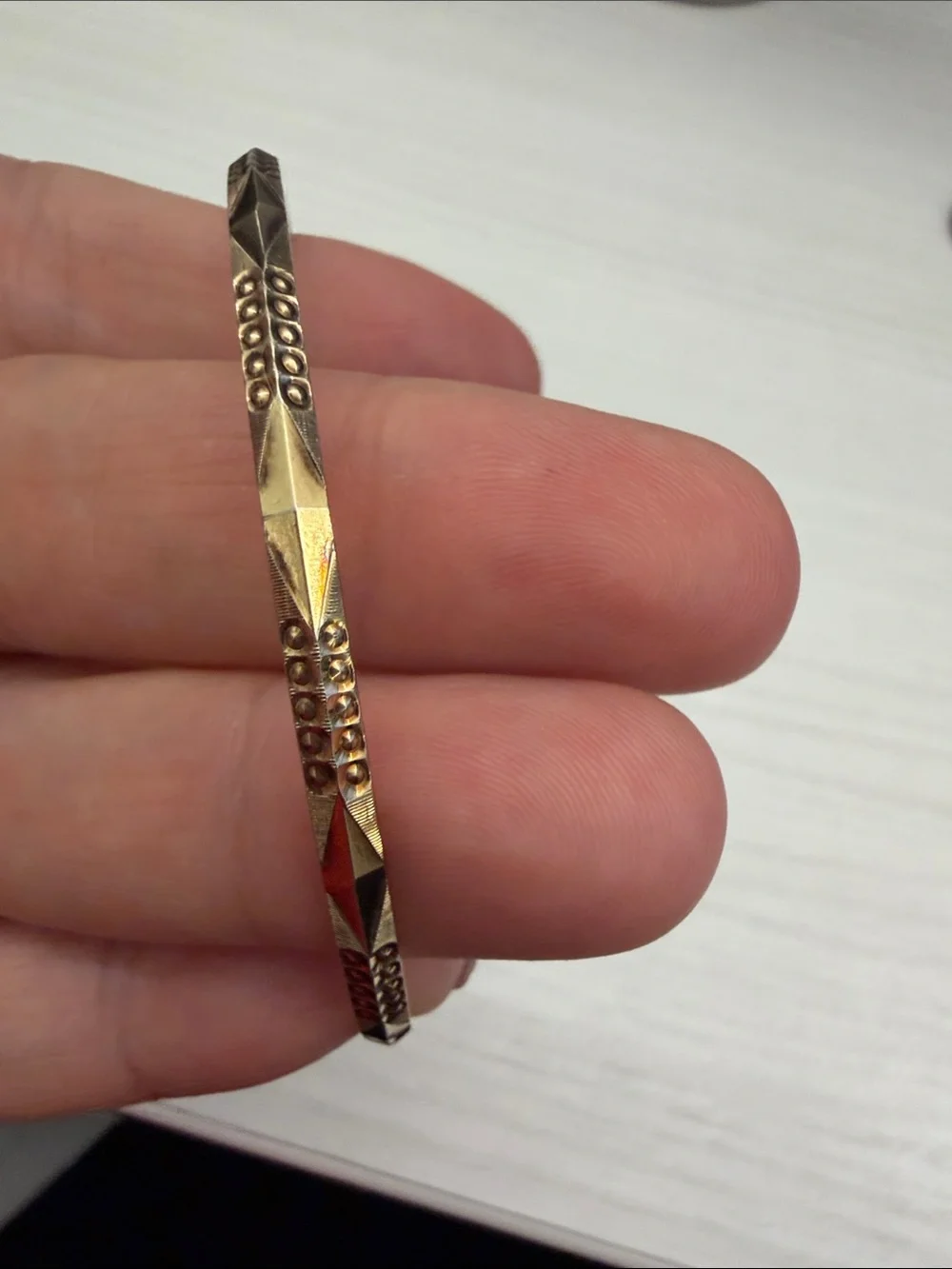 Sterling silver Gold-Tone Faceted Women's Bangle with Beaded Accent
